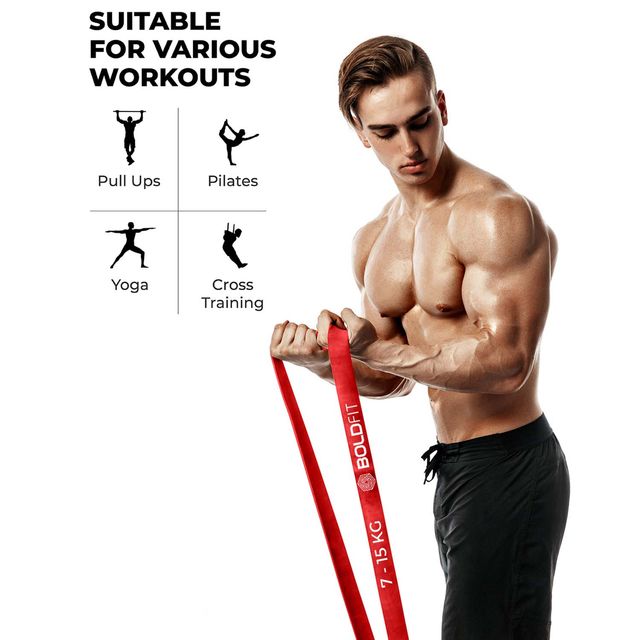 Boldfit Heavy Resistance Band For Workout Exercise - 7-15 Kg Resistace Capacity - Red